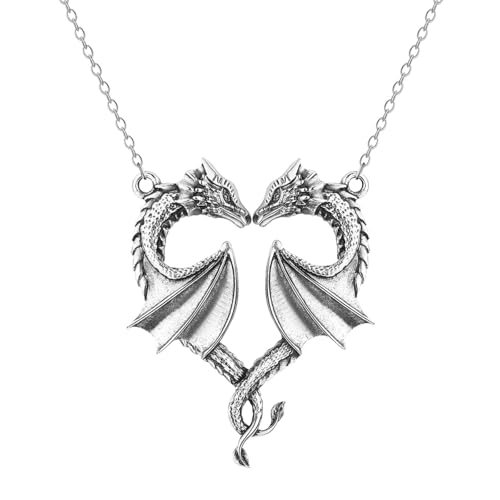 Collier homme double dragon cœur pour affirmer un look unique