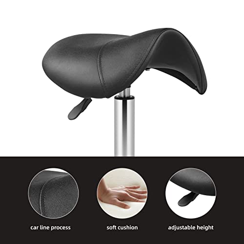 Luxmars Saddle Chair Rolling Ergonomic Swivel Chair With Soft Comfortable Cushion And Wheels Hydraulic Adjustable Stool For Home Office Dental Tattoo Salon Shop Use - White, With Backrest #TOP5