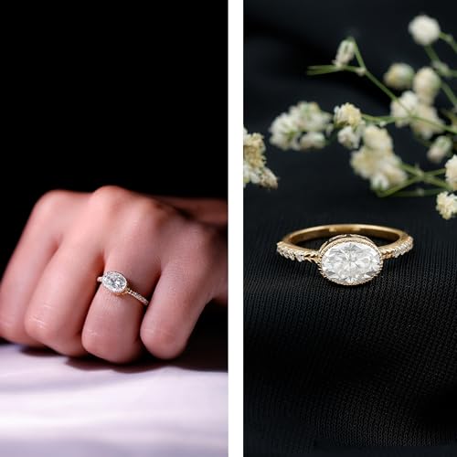Certified Moissanite Oblong Engagement Ring, D-Vs1 Quality, Moissanite East West Ring for Women - Ready To Gift2