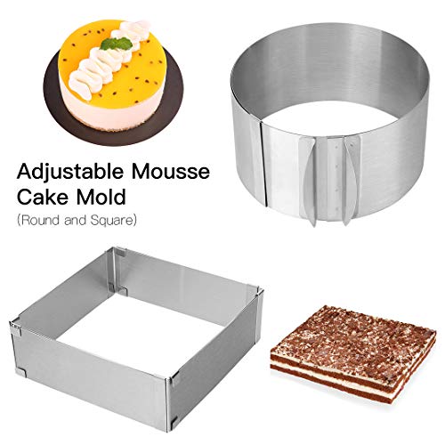 Adjustable Cake Mold Ring 2-piece Set, 6-12 Inch Cake Mousse Ring Stainless Steel