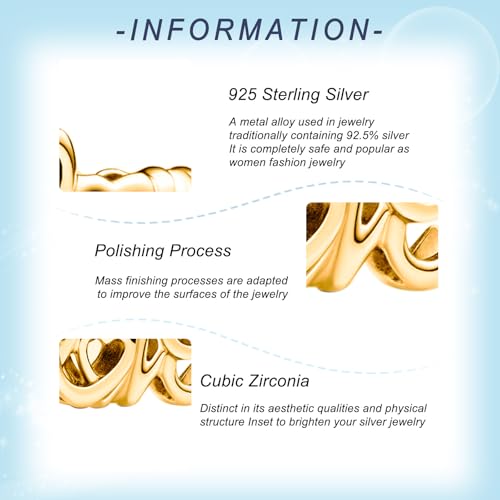 925 Sterling Silver Charms for Bracelets Gold Love and Heart Charms Cherry Blossom Dangle Beads Jewelry for Women4