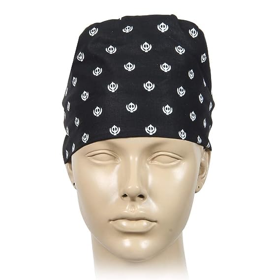 GenericUnisex Sikh Religious Khanda Skull Cap Beanie Dew Doo Rag Head Wrap Headband Sweatband for Outdoor Running (Black),Pack of 1