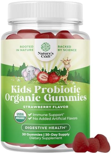 Immune Booster Kids Probiotic Gummies – Bacillus Subtilis Probiotic for Kids Upset Stomach Body Cleanse Immune Boost and Colon Detox – Constipation Relief and Digestive Health Vitamins Gummy