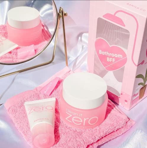 Banila Co Bathroom Bff Set, Clean It Zero 3 Piece Double Cleansing Set With Cleansing Balm, Makeup Remover Towel And Foam Cleanser, Gift Set Kit #TOP2
