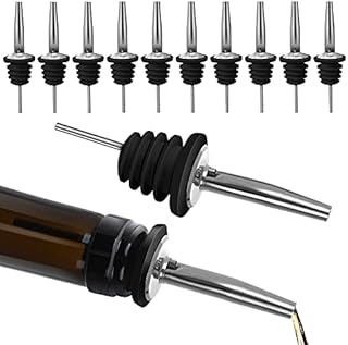 ASTER 12Pcs Bottle Pourers for Spirits Bottle Speed Pourers Stainless Steel Freeflow Pourer Spirit Pourer Liquor Pour Spouts for Wine Liquor Olive Oil Bottles with Rubber Stopper