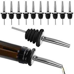 ASTER 12 Stks Flesgieters voor Gedistilleerde dranken Roestvrij Staal Freeflow Pourer Spirit Fles Speed Pourers voor Wijndrank Olijfolie Flessen met Rubber Stopper