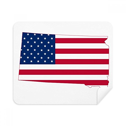 South Dakota USA Map Stars Stripes Flag Shape Cleaning Cloth Screen Cleaner 2pcs Suede Fabric