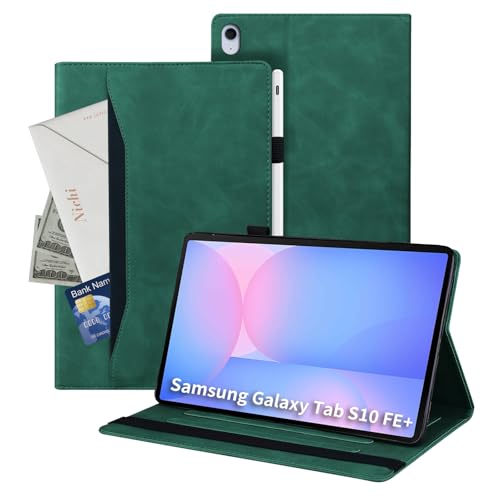 Auslbin Hülle für Galaxy Tab S10 FE Plus 13.1"（2025）, Polether Tablet Geeignet für Samsung Galaxy Tab S10 FE+, Klassischer Lederstil Hülle mit Standfunktion, Grün