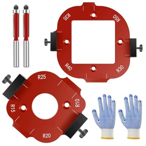 Router Corner Radius Template, 2 Pcs Radius Jig Router Templates for Woodworking, Aluminum Alloy Router Corner Jigs and Templates R10/R15/R20/R25/R30/R35/R40/R50