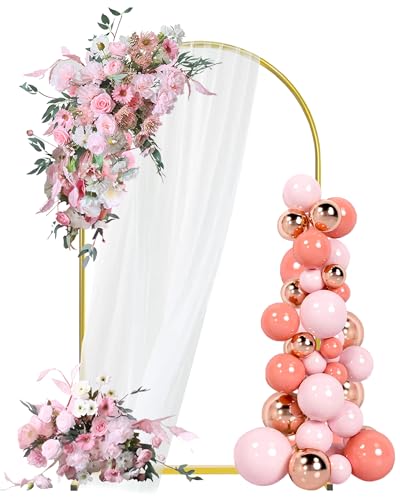 Rtshuok 6FT Arch Backdrop Stand, Gold Metal Arch Stand Backdrop, Backdrop Arch Stand Ideal for Weddings, Birthday Parties, Baby Showers, Celebration Decorations