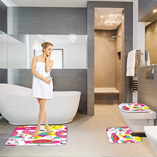 Badezimmer Badematte 3 Teilig Set Flamingo rutschfest Badteppiche Saugfähig Memory Foam Badezimmermatte Weich WC… – Bild 5