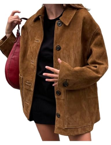 Womens trench coat mid length for Women Fall Winter Casual Faux Blazers Jackets Trench Coat Outerwear
