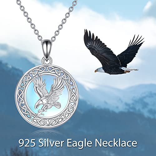 Eagle Necklace Gifts Sterling Silver Moonstone Irish Celtic Knot Pendant Necklace Jewelry November Guardian Animal Necklace For Women Teen Girls Mother Daughter (Moonstone Eagle Necklace-November Guardian Animal) #TOP5