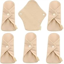 6 Pack Panty Liners 7.1" Reusable Organic Cotton Top Layer Washable Breathable Cloth Pads for Light Flow Postpartum and Bladder Leaks