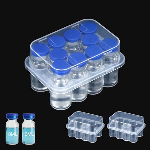 Peptide Case for Fridge 2 Pack, 20-Slot 3ml Vial Holder Organizer Box for Peptide Storage, Transparent Refrigerator Container for GLP-1, Insulin and Medication Vials, Stackable Design
