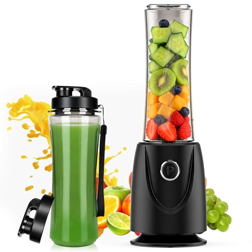 OMMO Blender, 500W Smoothie Blender with 4-Fin Blades, Personal Blenders for Kitchen with 17oz BPA-Free Portable Cups for Drinks, Milkshake and Juices