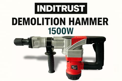 Image of Inditrust 7kg Electric Demolition Hammer, 1500W, 360 Rotating Handle, with Anti vibration control handle, 2900 RPM with 6 MONTHS WARRANTY