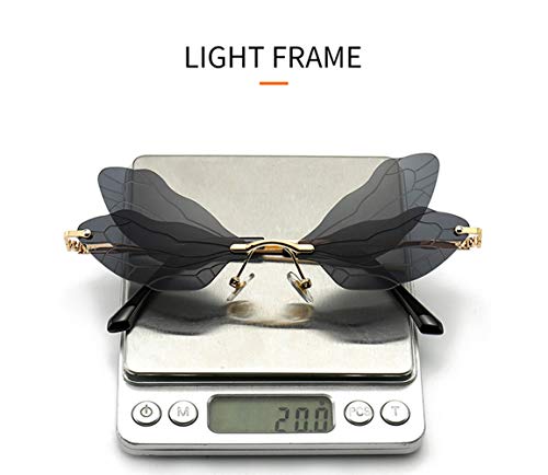 Image of ENTHYI Dragonfly Wing Shape Sunglasses for Women /Men Frameless Irregular Glasses Shades Party Sun Glasses