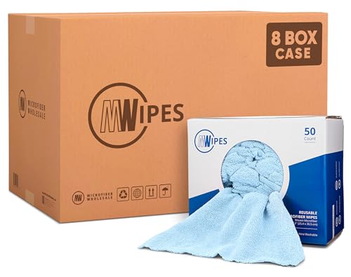 Blue Microfiber MWipes Shop Towels (50 rags) – reusable, super absorbent