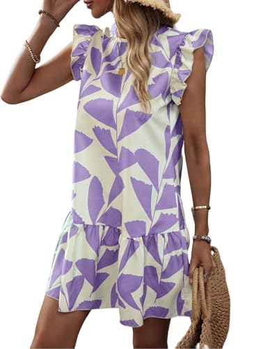 Image of SISKIN Women's 2025 Summer Beach Hobo Ruffle Trim Dresses Sleeveless Flowy Vocation Sun Dress Outfit Woman