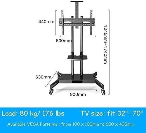 Soporte de TV móvil ajustable en altura de acero miniatura 4