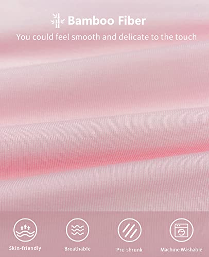 Qualfort Women's Bamboo Nightgown - Short Sleeve Nightdress Soft Nightgowns V-Neck Sleepwear Pink X-Large #TOP4