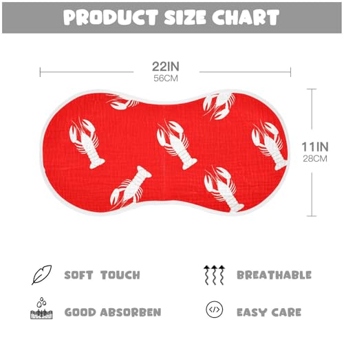 MCHIVER Crawfish Red Cartoon Baby Burp Cloths Cotton Washcloths Soft Absorbent Burping Rags for Baby Girl Boys Newborn Towel 4 Pack4