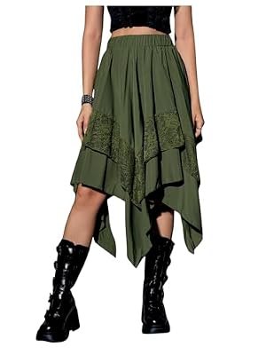 Verdusa Women's Renaissance Flowy Lace Asymmetrical Skirt Whimsical Clothes