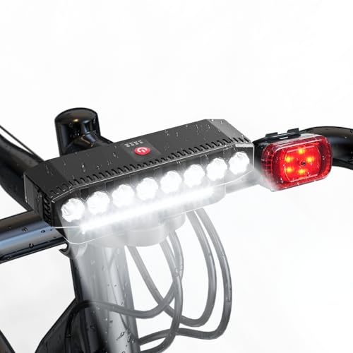 Aceshop Luces de Bicicleta, USB Recargable Luces Bicicleta Delantera y Trasera 1400 lúmenes Luz Bicicleta Súper Brillante IPX5 Impermeable Luz Bicicleta Delantera para Montar Noche