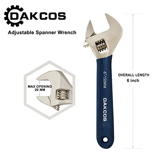 Dakcos 6" Adjustable Cushion Grip Wrench Jaw Forged Drive Wrench With Nickel Finish 150Mm #TOP1