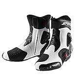botas moto racing segunda mano ☀ Diseño anticolisión: Inyección de tpu en la puntera; protección interior y exterior de la articulación del tobillo; protección del cojín de aire del talón, escolta para montar.