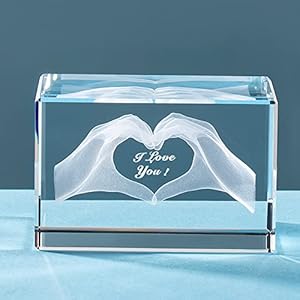 ERWEI Kristallen geschenken voor haar gegraveerd met I Love You in kubus, glas, beeldjes, verjaardag, Valentijnsdagcadeaus voor haar, hem, vriend, vriendin