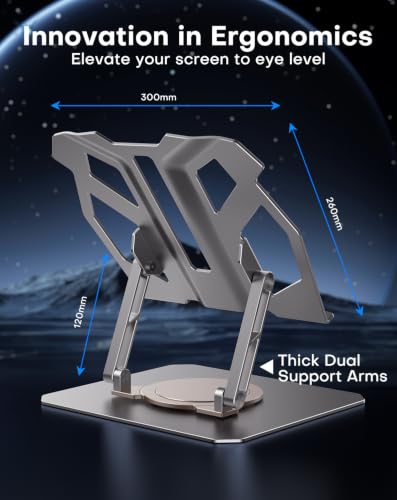 Image of OMOTON Heavy Laptop Stand for Desk, 360 Rotating Aluminum Gaming Riser