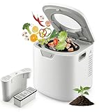 NutriChef 4 Litri Compostiera da Cucina, Compostiera Elettrica, Bidone Umido per Cucina, Pattumiera Umido con 2 Filtri Carbone, 3 Modalità Volume, Bianco