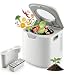NutriChef 4 Litri Compostiera da Cucina, Compostiera Elettrica, Bidone Umido per Cucina, Pattumiera Umido con 2 Filtri Carbone, 3 Modalità Volume, Bianco