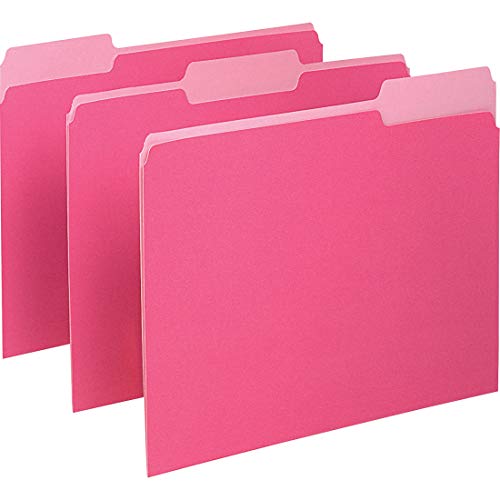 Pendaflex Two-Tone Color File Folders, Letter Size, 1/3 Cut, Pink, 100 Per Box (152 1/3 Pin) #TOP3