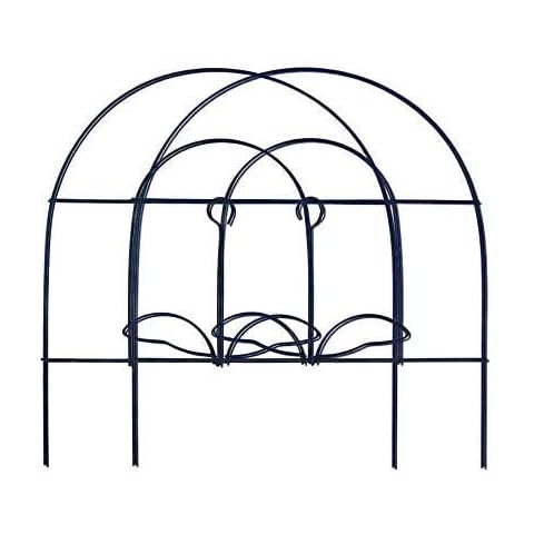 MTB Black Decorative Garden Border Folding Fence 18 Inch x 8 Feet, Pack of 5 Set, Overall Length 40 Feet, Decorative Folding Wire Fencing Border Edge Decor Fence Barrier for Patio and Garden Cover