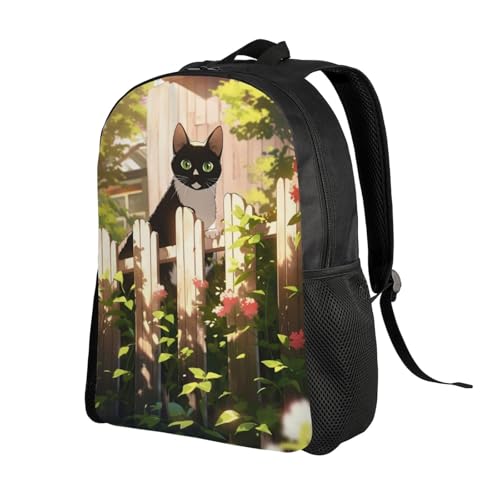 Comfort Fit Unisex Cat Fence Garden View Backpack Durable for Daily Commute & Travel Adventures 16 Inch2