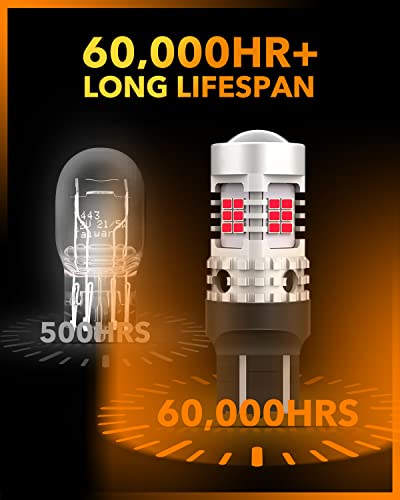 image for OXILAM Upgraded 7440 7443 LED Bulbs Red Brake Lights, 4000LM 600% Brig