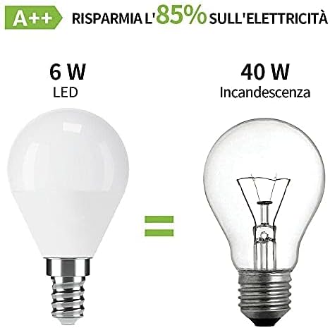 EX UP E14 Led Light Bulb, Warm White 3000k, Golf Ball P45 Bulb 6W (Equivalent to 50W), 550lm Mini Light Bulbs Small Edison Screw (SES) ,Flicker-Free, Non Dimmable, 6 Pack