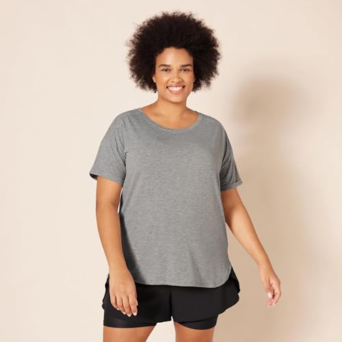 Amazon Essentials Women's Studio Relaxed-Fit Lightweight Crewneck T-Shirt (Available in Plus Size), Medium Grey Heather, Medium - Image 6