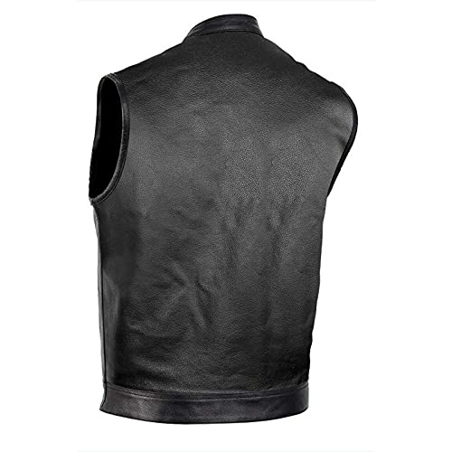 Dallx Soa Motorcycle Leather Vest For Men Biker Club Style Vest With Concealed Carry Gun Pocket #TOP1
