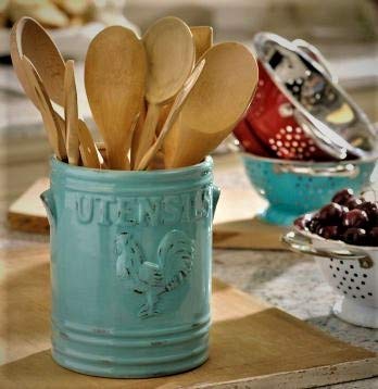 Home Essentials Rooster Utensil Crock-Teal #TOP1
