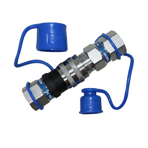 Image of 1 /2 inch Body with 1 /2 inch NPT Thread | Flat Face Hydraulic Quick Connect Coupler | Skid Steer Bobcat Attachment | ISO 16028 Heavy-Duty Coupling Sets with Dust Caps | Model TL23
