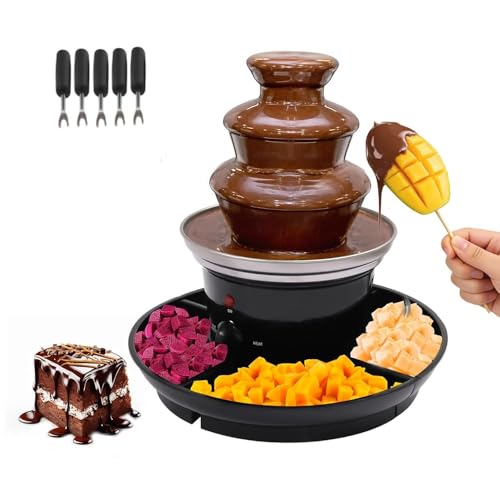 1lb Chocolate Fountain, 3-Tier Party Fountain with Fruit Plate, Chocolate Fondue Fountain for Christmas Birthday Party, 120V 40W