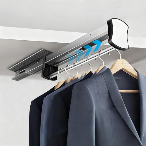 HONZUEN Barra de armário extensível, 40 cm, Calças ajustáveis para armário com fecho suave, barra telescópica para pendurar roupas, organizador calças cabide 16 - 18 calças, carga 45 kg