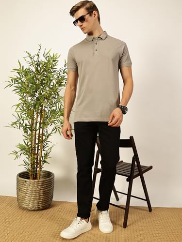 Image of Thomas Scott Men's | Solid | Half Sleeve | Regular Fit | 100% Cotton | Polo Collar | Button Closer | Casual Tshirt