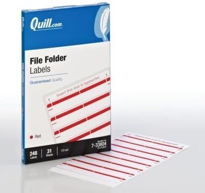 Quill File Folder Labels; Red, 19/32 x 3-1/2", 248 Labels