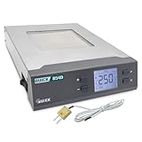 QUICK Infrarot-Keramikheizplatte 400W zur Vorwärmung von Leiterplatten vor THT-/SMD-Löten, BGA-Rework und Entlötarbeiten in Werkstatt und Fertigung, 130 x 130 mm, 3 Temperaturspeicher, K-Typ-Sensor
