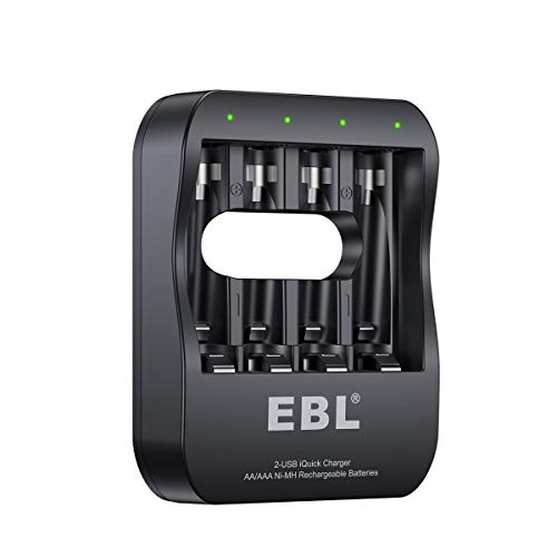 EBL Smart AA AAA NiMH Rechargeable Battery Charger - 2A USB Charging Port